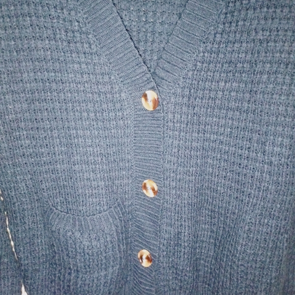 Zenana Outfitters Deep Blue Cardigan with Button Detail - Picture 5 of 5